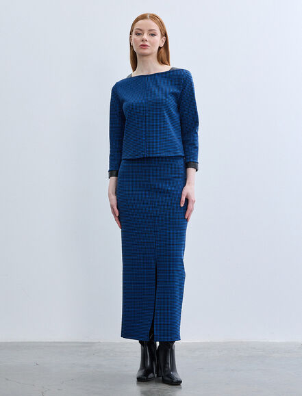 BGN WORKSHOP - KAZAYAGI DESEN DERI GARNILI KAYIK YAKA BLUZ