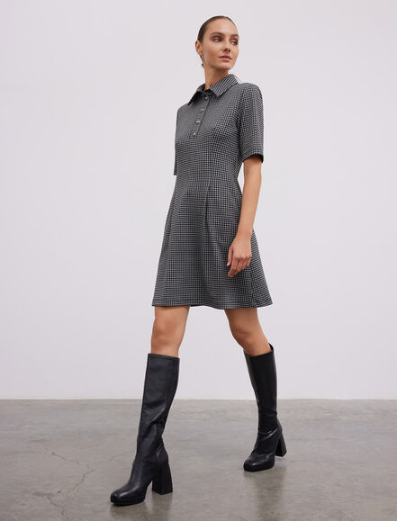 BGN WORKSHOP - KAZAYAGI DESENLI PILE DETAYLI MINI ELBISE