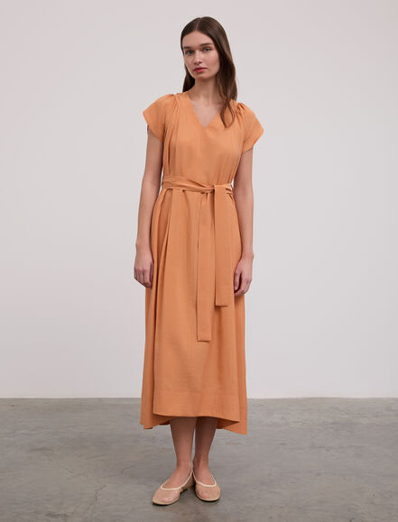 BGN WORKSHOP - Kemerli Kısa Kollu Midi Boy Elbise