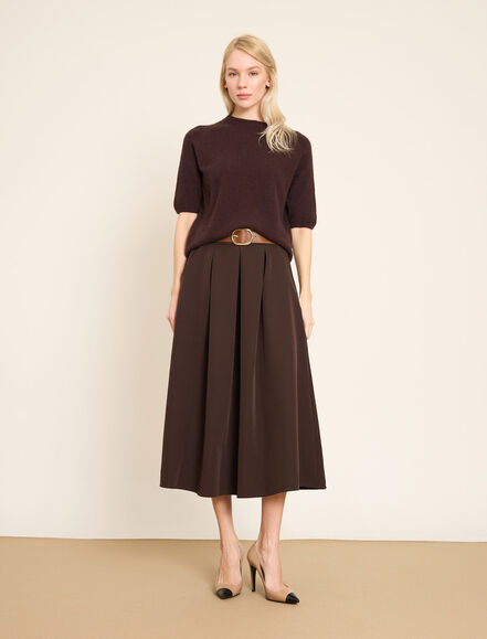 BGN WORKSHOP - Kemerli Yüksek Bel Pileli Midi Etek