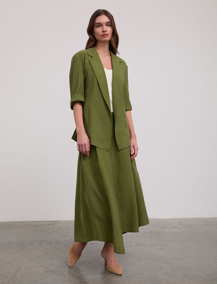 BGN WORKSHOP - Kesik Detaylı Tencek Midi Boy Etek