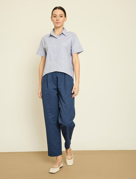 BGN WORKSHOP - KISA KOLLU CIZGILI POPLIN GOMLEK