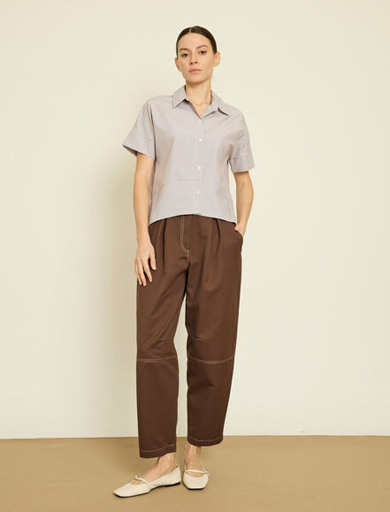 BGN WORKSHOP - KISA KOLLU CIZGILI POPLIN GOMLEK