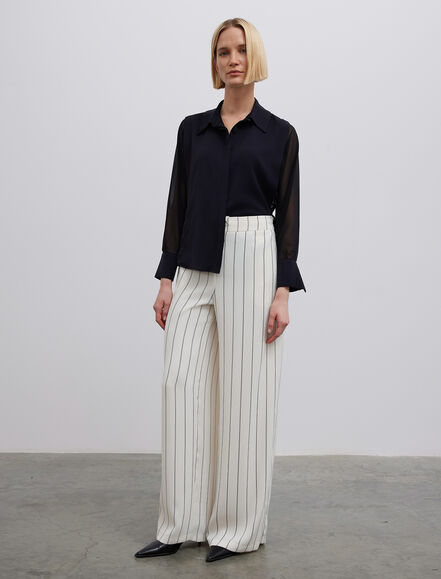 BGN WORKSHOP - Kolları Şifon Garnili Saten Bluz