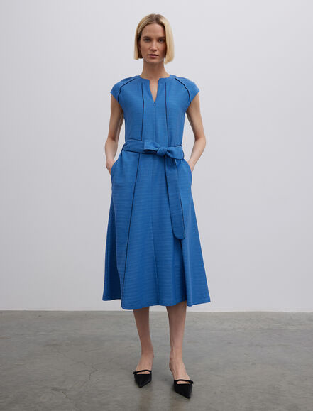 BGN WORKSHOP - Kontrast Biye Detaylı Midi Boy Pamuk Elbise