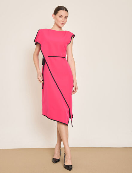 BGN WORKSHOP - KONTRAST BIYELI ASIMETRIK MIDI ELBISE