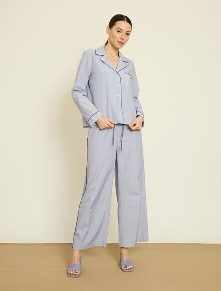 BGN WORKSHOP - KONTRAST BIYELI CIZGILI POPLIN GOMLEK