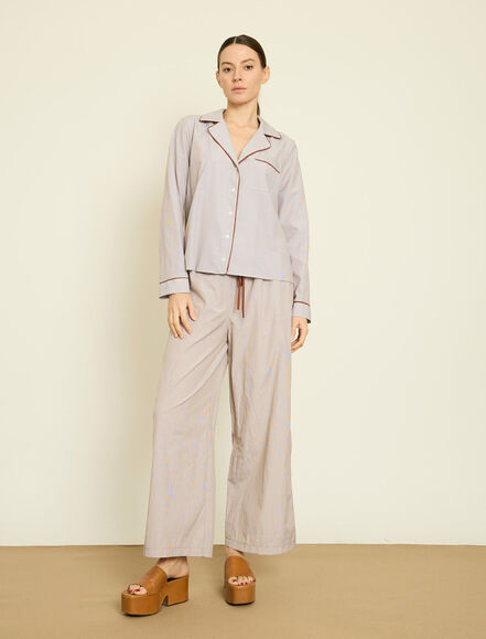 BGN WORKSHOP - KONTRAST BIYELI CIZGILI POPLIN GOMLEK