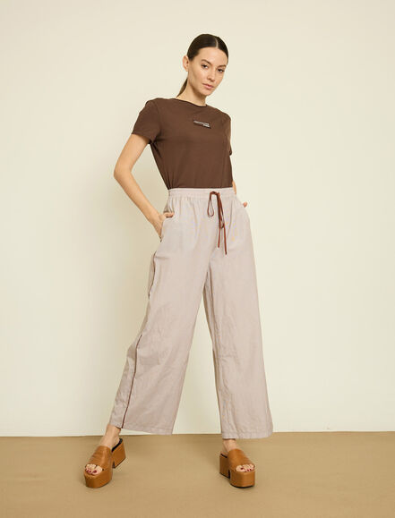 BGN WORKSHOP - KONTRAST BIYELI GENIS PACA CIZGILI POPLIN PANTOLON