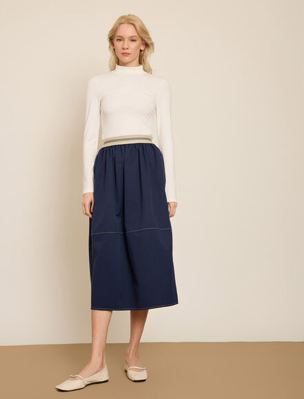 BGN WORKSHOP - KONTRAST CIZGILI BELI LASTIKLI GABARDIN ETEK