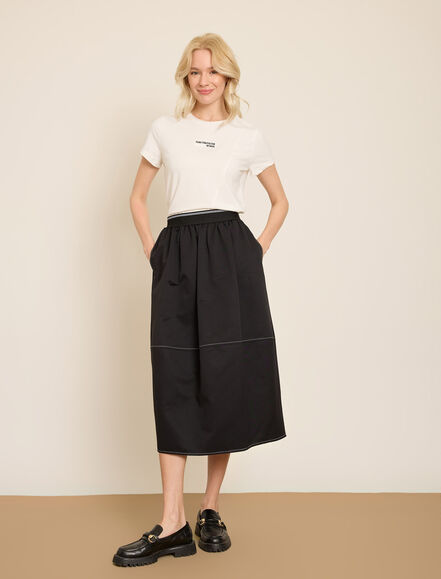 BGN WORKSHOP - KONTRAST CIZGILI BELI LASTIKLI GABARDIN ETEK