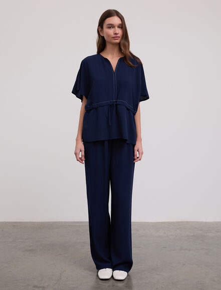 BGN WORKSHOP - Kontrast Dikişli Yarasa Kol Viskon Bluz