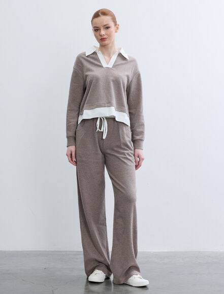 BGN WORKSHOP - KOTON GARNILI BELI LASTIKLI DUZ PACA ORME PANTOLON