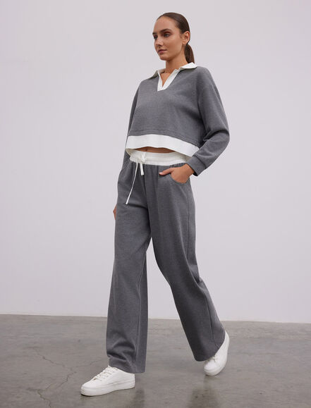 BGN WORKSHOP - KOTON GARNILI BELI LASTIKLI DUZ PACA ORME PANTOLON