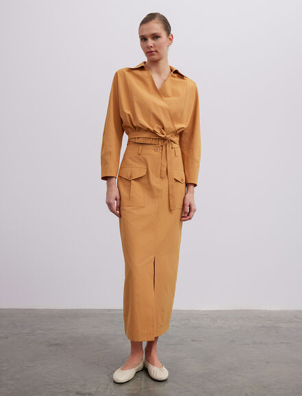 BGN WORKSHOP - Kruvaze Kapama Kaçık Yaka Pamuk Gömlek