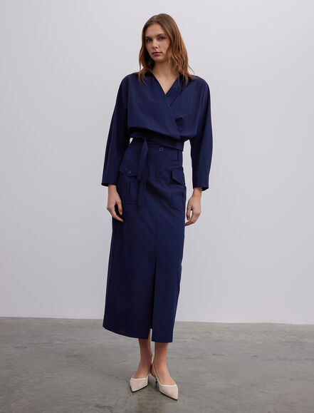 BGN WORKSHOP - Kruvaze Kapama Kaçık Yaka Pamuk Gömlek