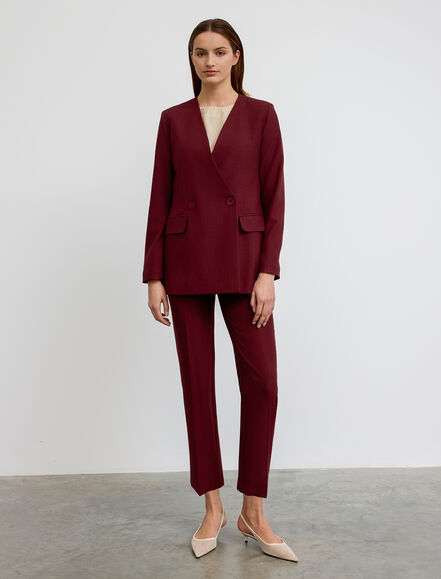 BGN WORKSHOP - Kruvaze Kapama Yakasız Viskon Karışımlı Ceket