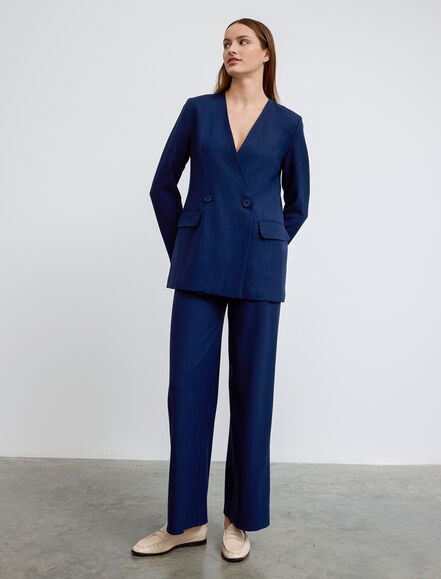 BGN WORKSHOP - Kruvaze Kapama Yakasız Viskon Karışımlı Ceket