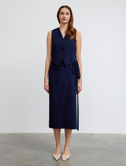 BGN WORKSHOP - Kruvaze Midi Viskon Karışımlı Etek