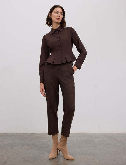 BGN WORKSHOP - KUP KESIKLI VE PILE DETAYLI PAMUK KARISIM GOMLEK