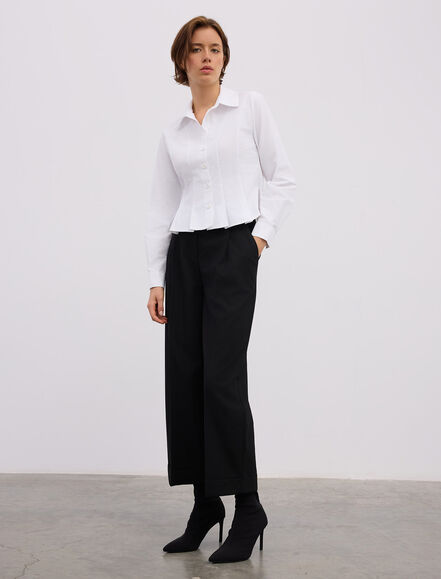 BGN WORKSHOP - KUP KESIKLI VE PILE DETAYLI PAMUK KARISIM GOMLEK