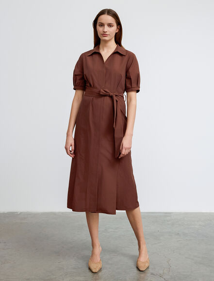 BGN WORKSHOP - Kuşak Detaylı Pamuk Midi Boy Elbise