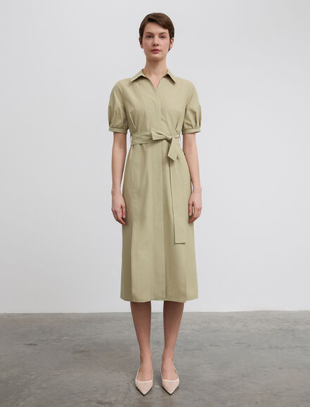 BGN WORKSHOP - Kuşak Detaylı Pamuk Midi Boy Elbise