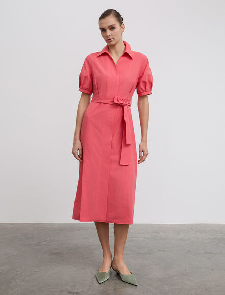 BGN WORKSHOP - Kuşak Detaylı Pamuk Midi Boy Elbise