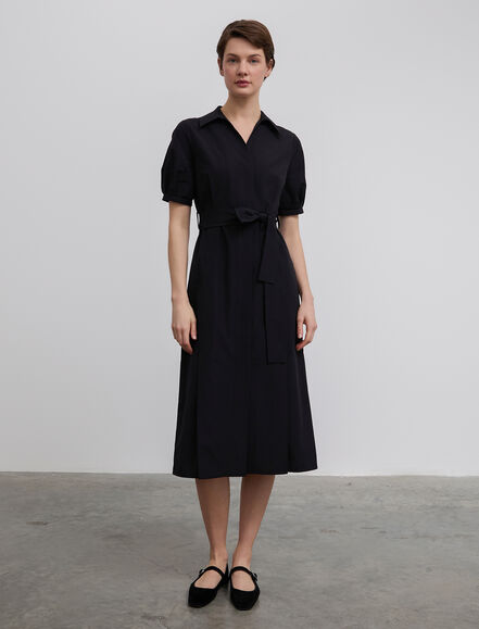BGN WORKSHOP - Kuşak Detaylı Pamuk Midi Boy Elbise