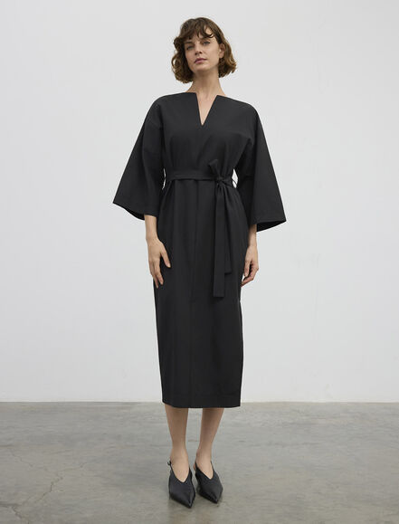 BGN WORKSHOP - KUSAKLI MIDI PAMUK KARISIM ELBISE