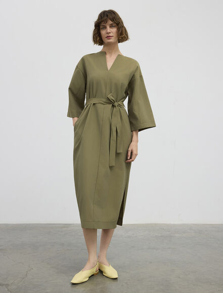 BGN WORKSHOP - KUSAKLI MIDI PAMUK KARISIM ELBISE