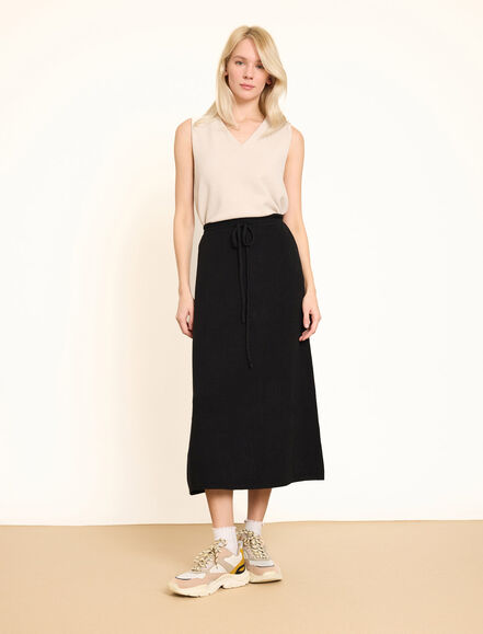 BGN WORKSHOP - Lastikli Büzgü Bel Detaylı Yumuşak Örme Midi Etek