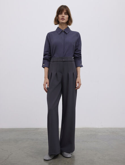 BGN WORKSHOP - MANSET KATLAMA DETAYLI PAMUK KARISIM GOMLEK