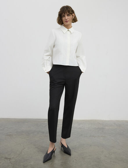 BGN WORKSHOP - MANSET KATLAMA DETAYLI PAMUK KARISIM GOMLEK