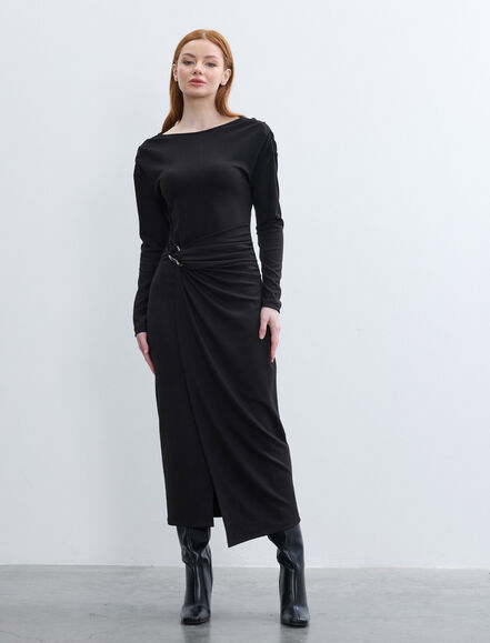 BGN WORKSHOP - METAL AKSESUARLI VE BUZGULU UZUN ELBISE