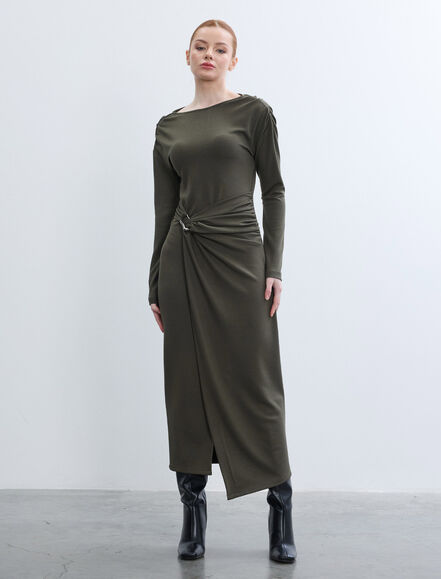 BGN WORKSHOP - METAL AKSESUARLI VE BUZGULU UZUN ELBISE