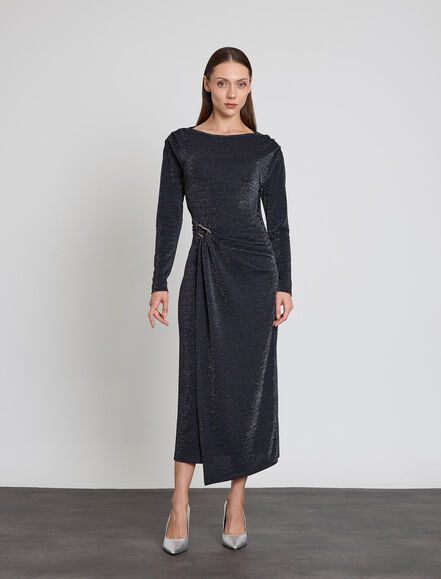 BGN WORKSHOP - METAL AKSESUARLI VE BUZGULU UZUN ELBISE