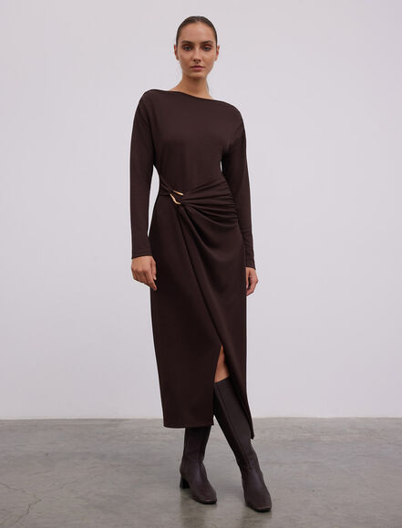 BGN WORKSHOP - METAL AKSESUARLI VE BUZGULU UZUN ELBISE