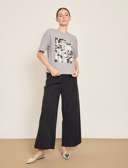 BGN WORKSHOP - METALIK CICEK BASKILI PAMUKLU T-SHIRT