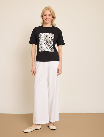 BGN WORKSHOP - METALIK CICEK BASKILI PAMUKLU T-SHIRT