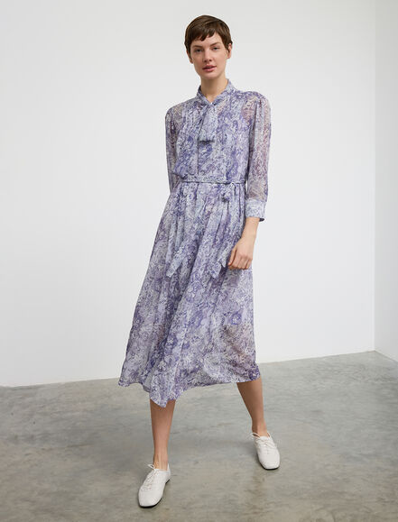 BGN WORKSHOP - Nervürlü Baskı Desenli Şifon Elbise