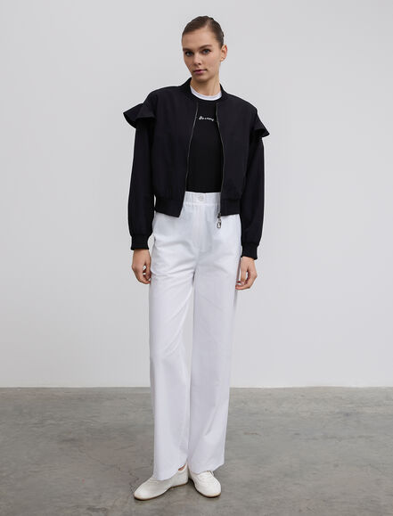 BGN WORKSHOP - Omuzu Fırfırlı Fermuarlı Pamuk Ceket