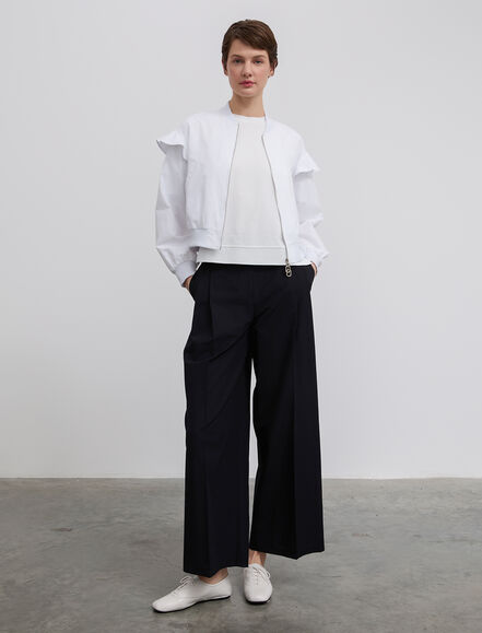 BGN WORKSHOP - Omuzu Fırfırlı Fermuarlı Pamuk Ceket