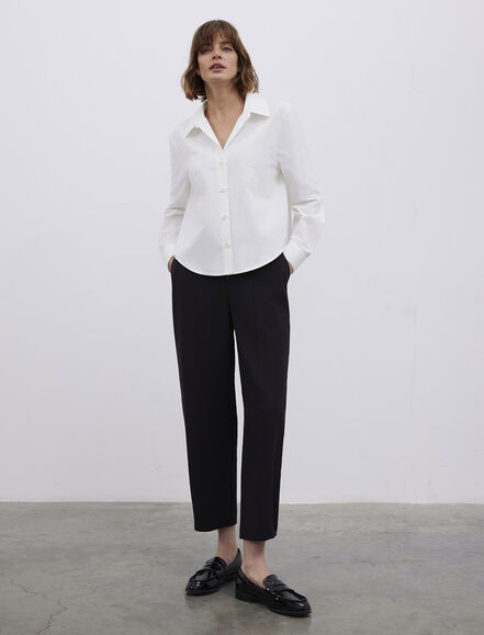 BGN WORKSHOP - ON BEDENI KABARTMA BASKILI PAMUK KARISIMLI GOMLEK