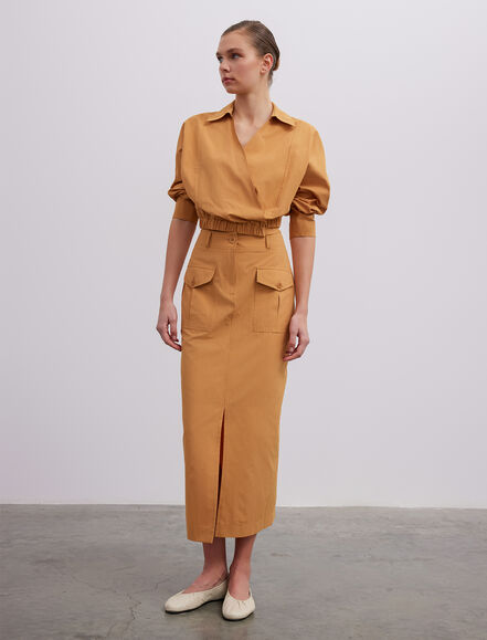 BGN WORKSHOP - Önde Cep Detaylı Midi Boy Etek