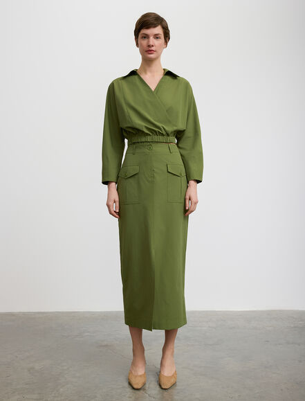 BGN WORKSHOP - Önde Cep Detaylı Midi Boy Etek