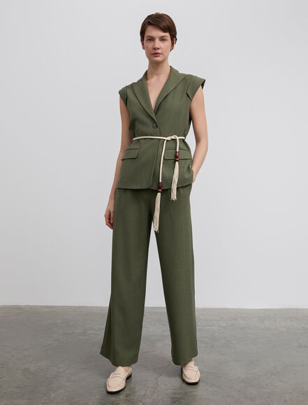 BGN WORKSHOP - Örgü Kemer Detaylı Viskon Karışımlı Yelek