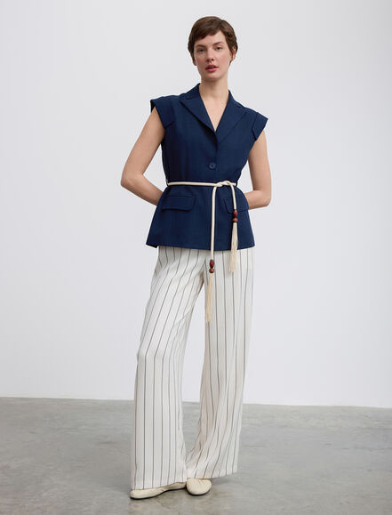 BGN WORKSHOP - Örgü Kemer Detaylı Viskon Karışımlı Yelek