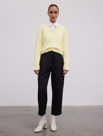 BGN WORKSHOP - PAMUK KARISIM KONTRAST DIKISLI HAVUC PANTOLON