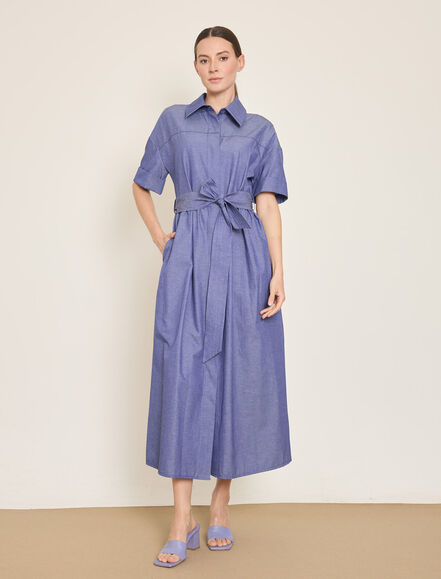 BGN WORKSHOP - PAMUK KARISIM MIDI GOMLEK-ELBISE